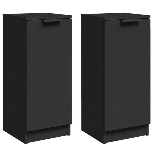 vidaXL Sideboards 2 pcs Black 30x30x70 cm Engineered Wood