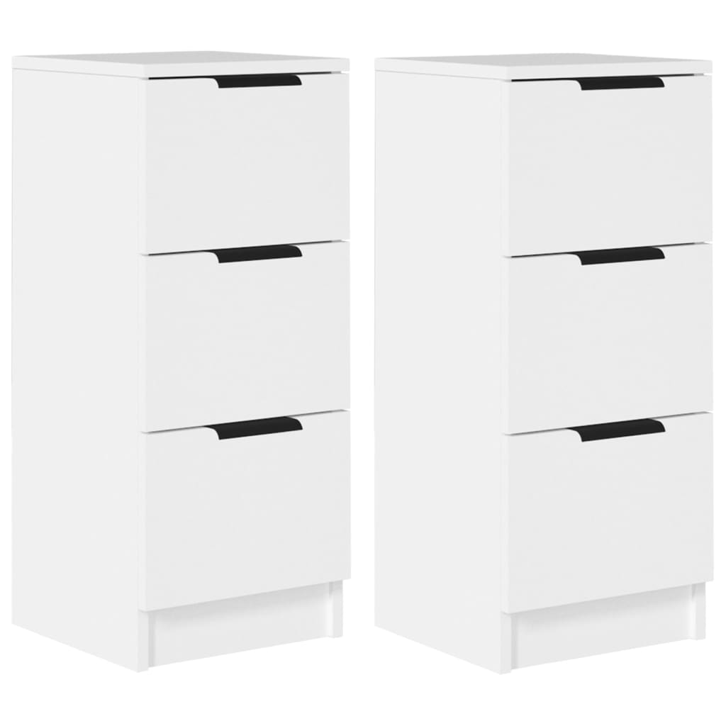 vidaXL Sideboards 2 pcs White 30x30x70 cm Engineered Wood