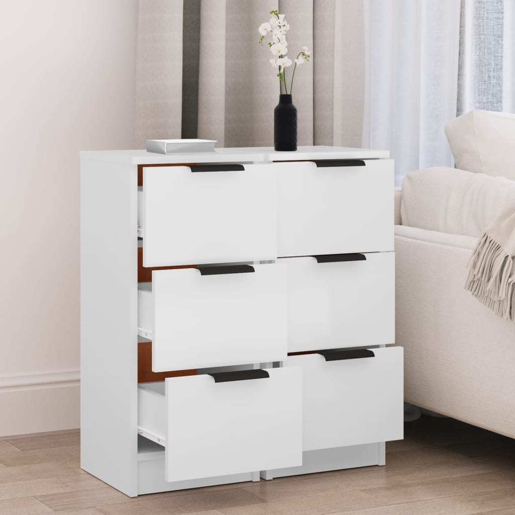 vidaXL Sideboards 2 pcs White 30x30x70 cm Engineered Wood