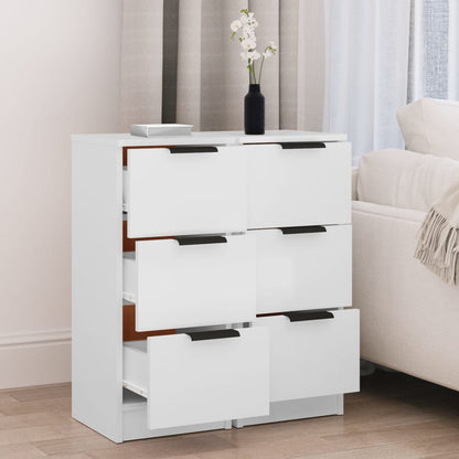 vidaXL Sideboards 2 pcs White 30x30x70 cm Engineered Wood