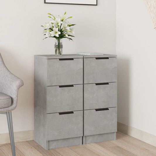 vidaXL Sideboards 2 pcs Concrete Grey 30x30x70 cm Engineered Wood