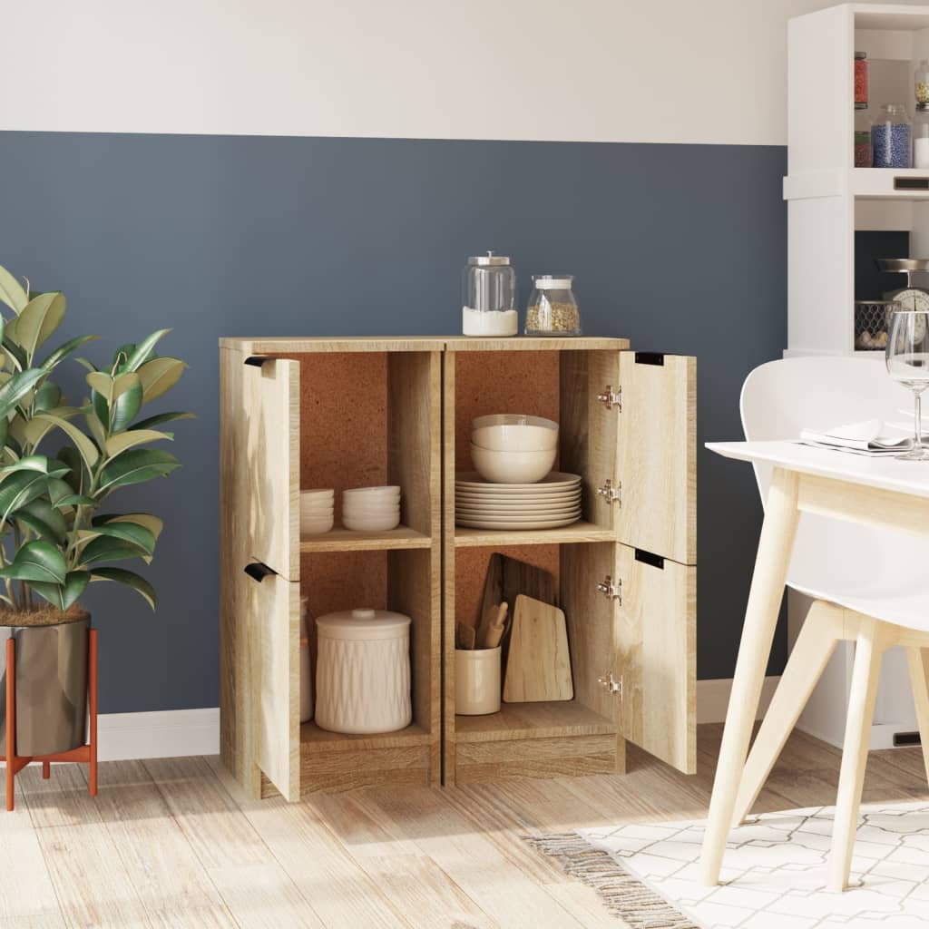 vidaXL Sideboards 2 pcs Sonoma Oak 30x30x70 cm Engineered Wood