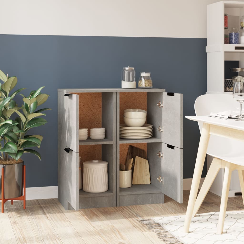 vidaXL Sideboards 2 pcs Concrete Grey 30x30x70 cm Engineered Wood