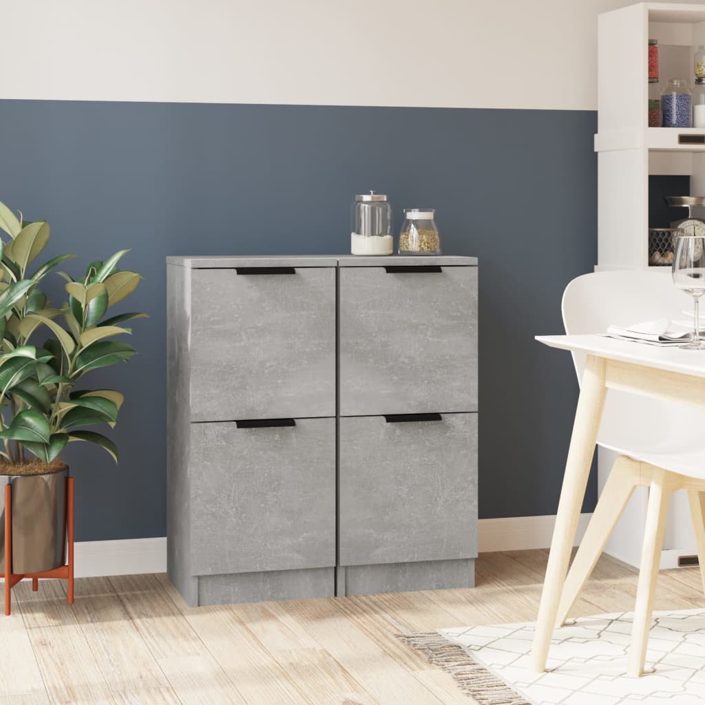 vidaXL Sideboards 2 pcs Concrete Grey 30x30x70 cm Engineered Wood