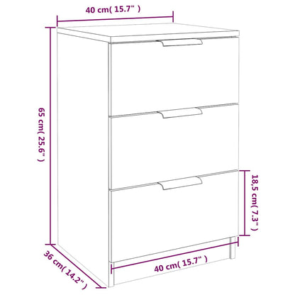 vidaXL Bedside Cabinets 2 pcs Concrete Grey 40x36x65 cm