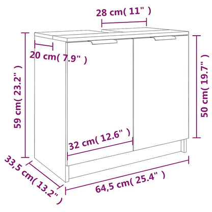 vidaXL Bathroom Cabinet White 64.5x33.5x59 cm Engineered Wood