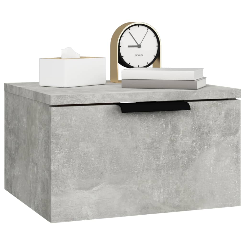 vidaXL Wall-mounted Bedside Cabinet Concrete Grey 34x30x20 cm