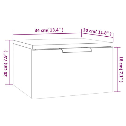 vidaXL Wall-mounted Bedside Cabinet Concrete Grey 34x30x20 cm