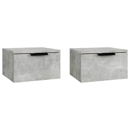 vidaXL Wall-mounted Bedside Cabinets 2 pcs Concrete Grey 34x30x20 cm