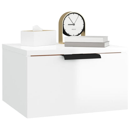 vidaXL Wall-mounted Bedside Cabinet High Gloss White 34x30x20 cm