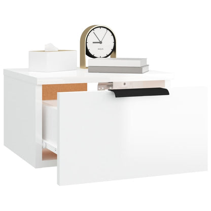vidaXL Wall-mounted Bedside Cabinet High Gloss White 34x30x20 cm