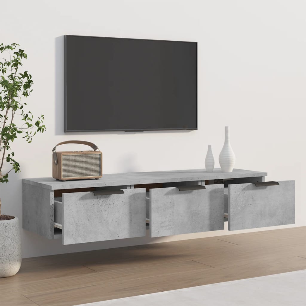 vidaXL Wall Cabinet Concrete Grey 102x30x20 cm Engineered Wood