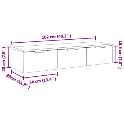 vidaXL Wall Cabinet Concrete Grey 102x30x20 cm Engineered Wood
