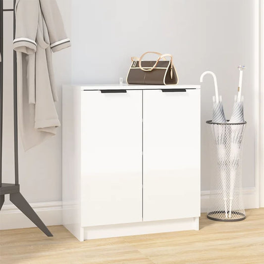 vidaXL Shoe Cabinet High Gloss White 59x35x70 cm Engineered Wood