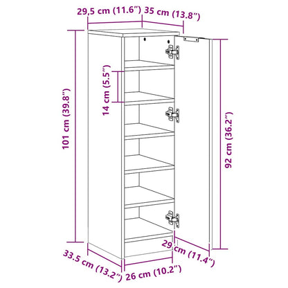 vidaXL Shoe Cabinet Sonoma Oak 30x35x100 cm Engineered Wood