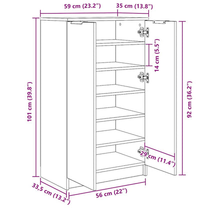 vidaXL Shoe Cabinet Concrete Grey 59x35x100.5 cm Engineered Wood