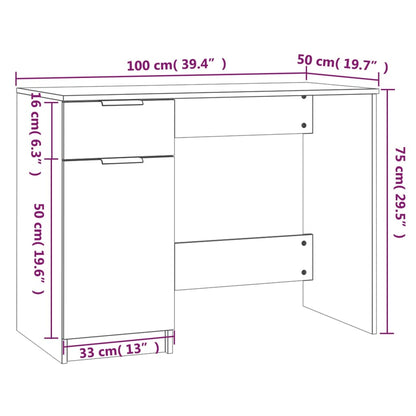 vidaXL Desk Concrete Grey 100x50x75 cm Engineered Wood