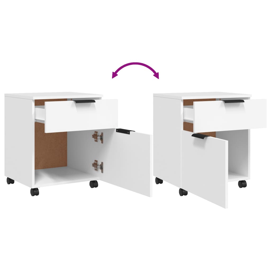 vidaXL Mobile File Cabinet with Wheels White 45x38x54 cm Engineered Wood