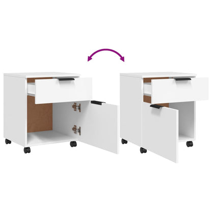 vidaXL Mobile File Cabinet with Wheels White 45x38x54 cm Engineered Wood