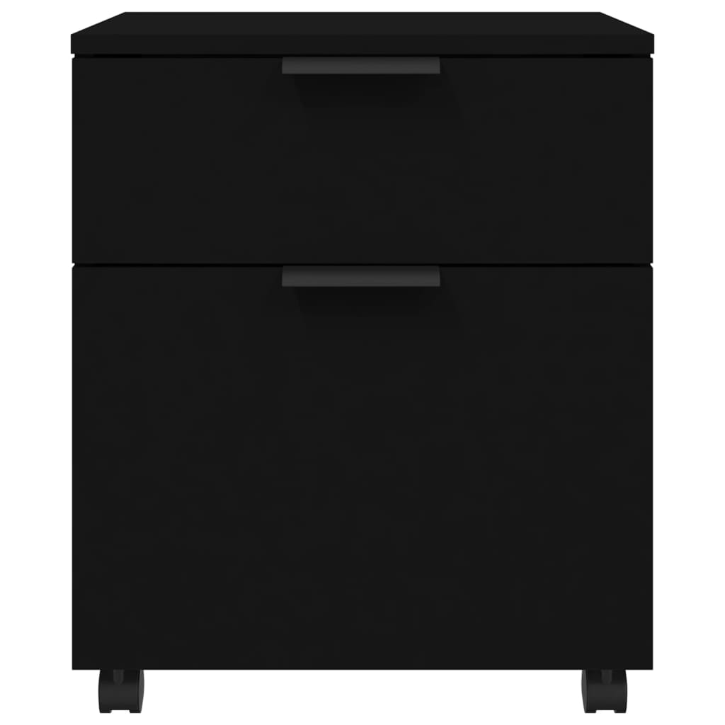 vidaXL Mobile File Cabinet with Wheels Black 45x38x54cm Engineered Wood