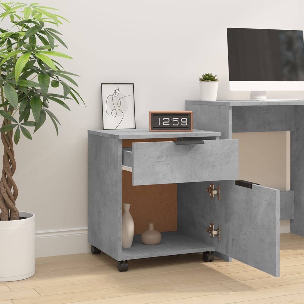 vidaXL File Cabinet | Concrete Grey | Engineered Wood | Medium | File Cabinet