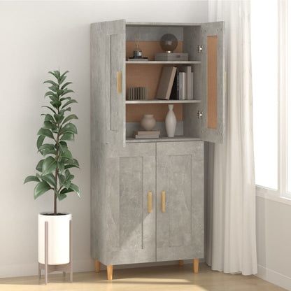 vidaXL Sideboard | Concrete grey | Engineered wood, solid eucalyptus wood