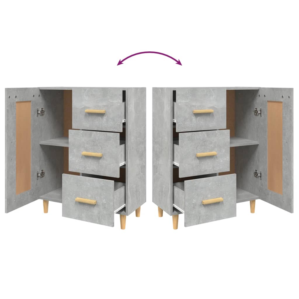 vidaXL Sideboard Concrete Grey 69.5x34x90 cm Engineered Wood