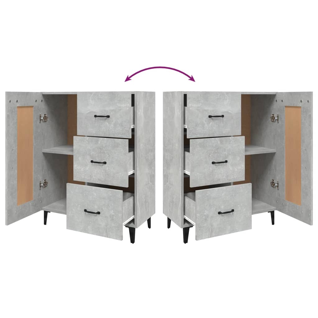 vidaXL Sideboard Concrete Grey 69.5x34x90 cm Engineered Wood
