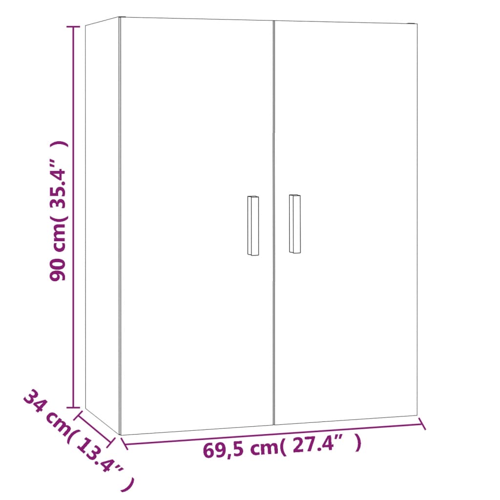 vidaXL Hanging Wall Cabinet Sonoma Oak 69.5x34x90 cm