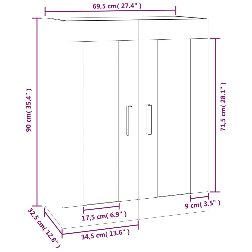 vidaXL Wall Cabinet | White | Engineered wood | Medium | Wall Cabinet