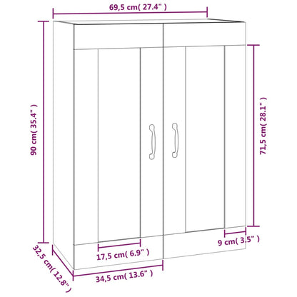 vidaXL Hanging Wall Cabinet Sonoma Oak 69.5x32.5x90 cm