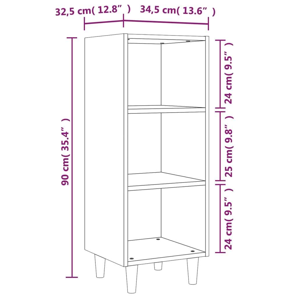 vidaXL Sideboard Concrete Grey 34.5x32.5x90 cm Engineered Wood