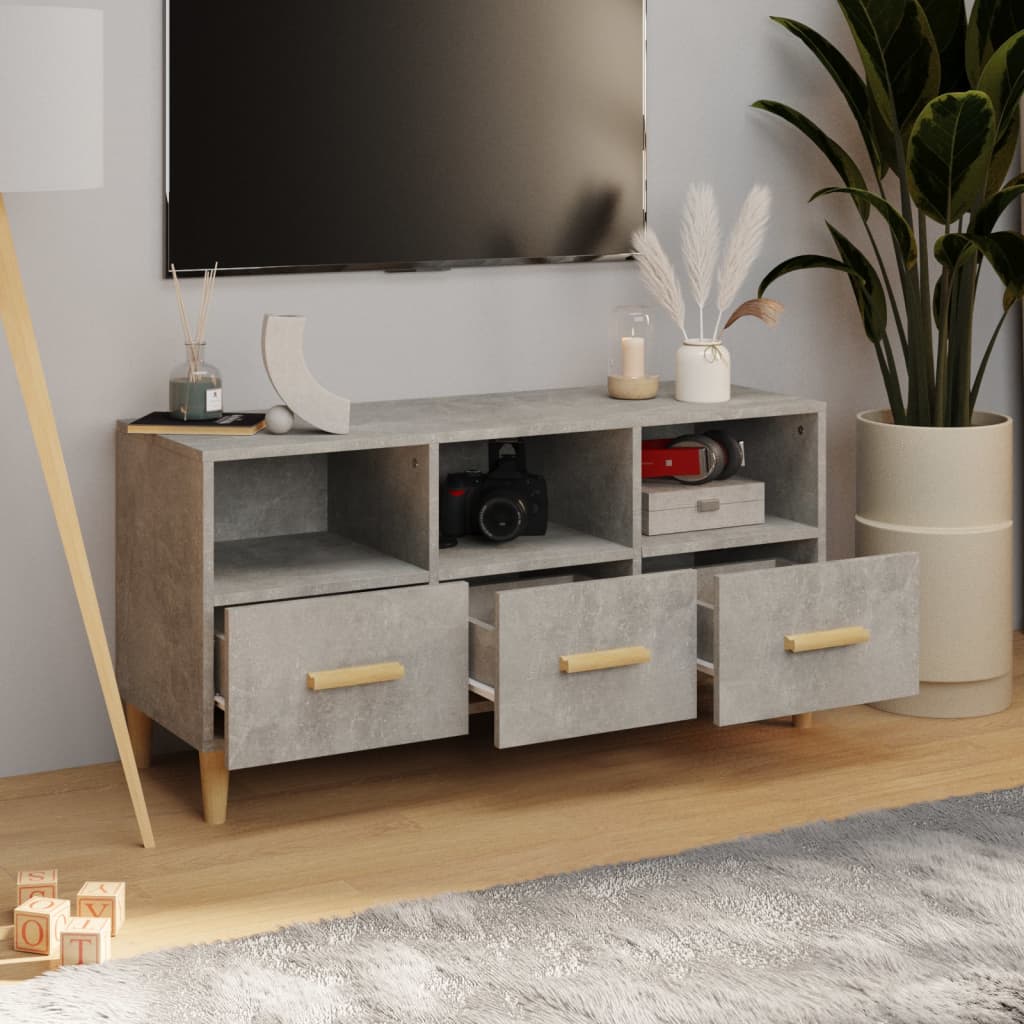 vidaXL TV Cabinet Concrete Grey 102x36x50 cm Engineered Wood