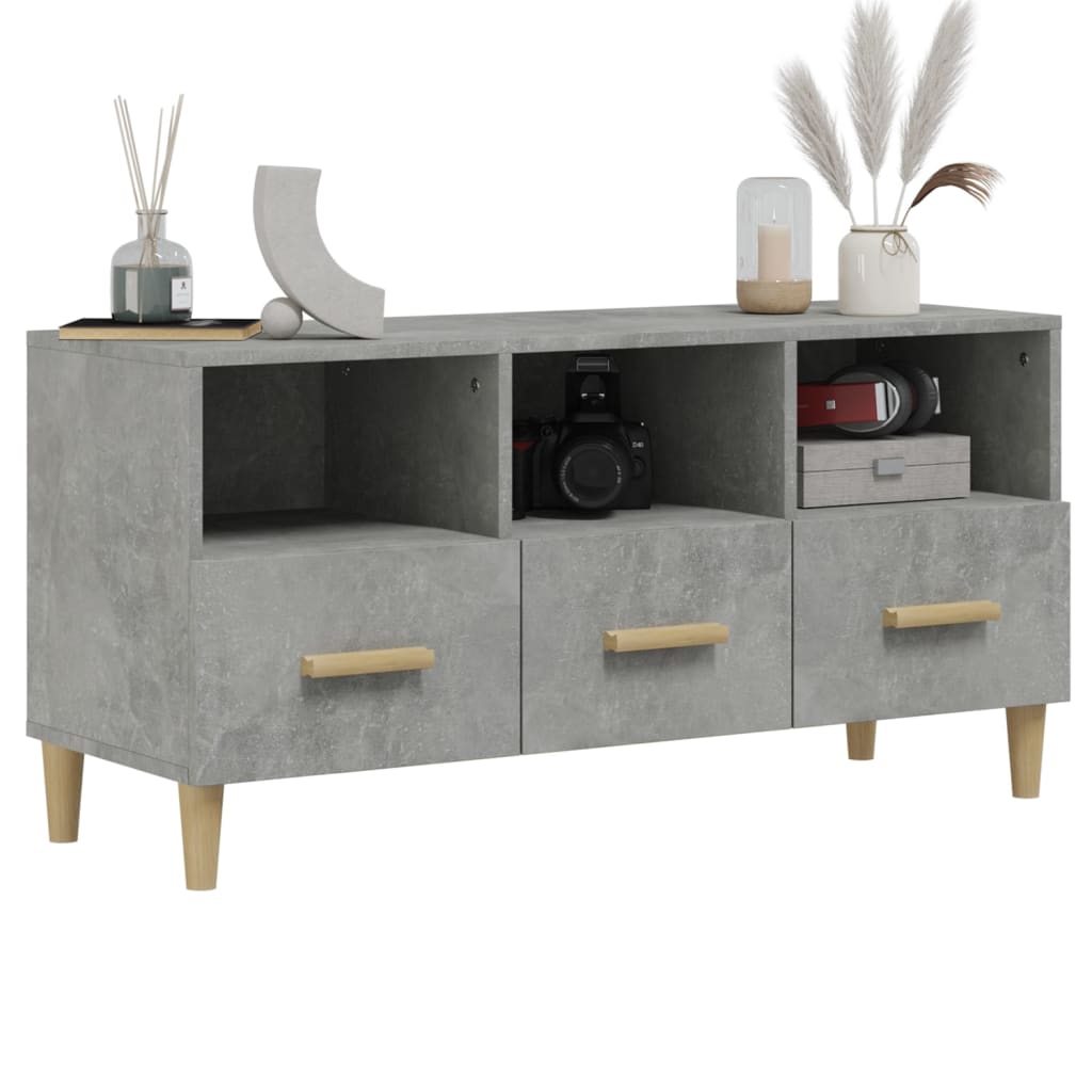 vidaXL TV Cabinet Concrete Grey 102x36x50 cm Engineered Wood