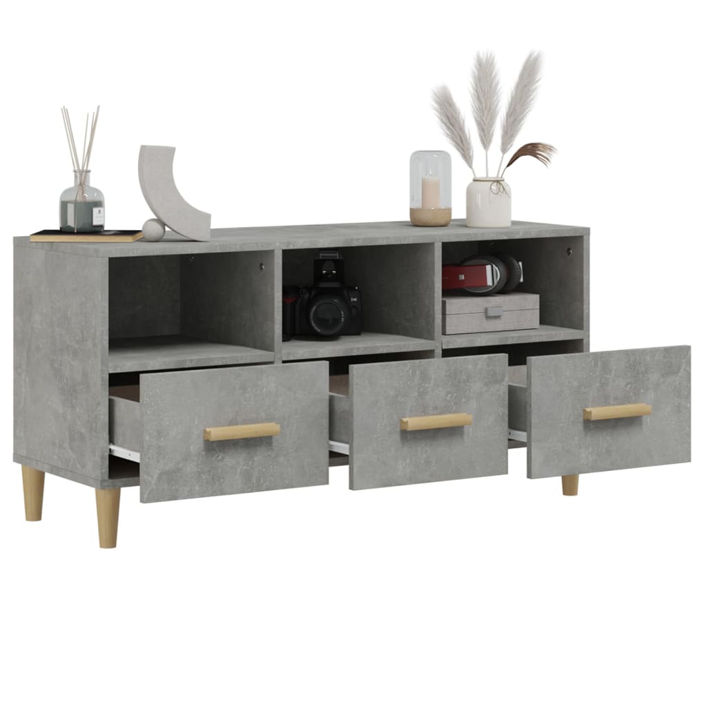 vidaXL TV Cabinet Concrete Grey 102x36x50 cm Engineered Wood