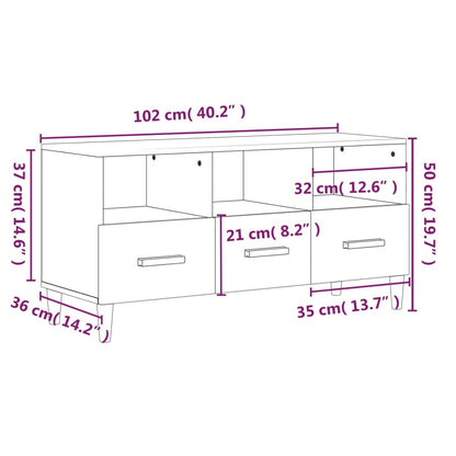 vidaXL TV Cabinet Concrete Grey 102x36x50 cm Engineered Wood