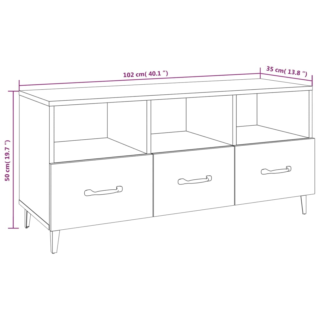 vidaXL TV Cabinet White 102x35x50 cm Engineered Wood