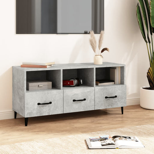 812613 vidaXL TV Cabinet Concrete Grey 102x35x50 cm Engineered Wood