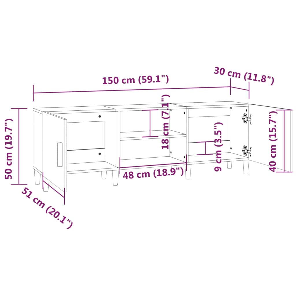 vidaXL TV Cabinet Sonoma Oak 150x30x50 cm Engineered Wood