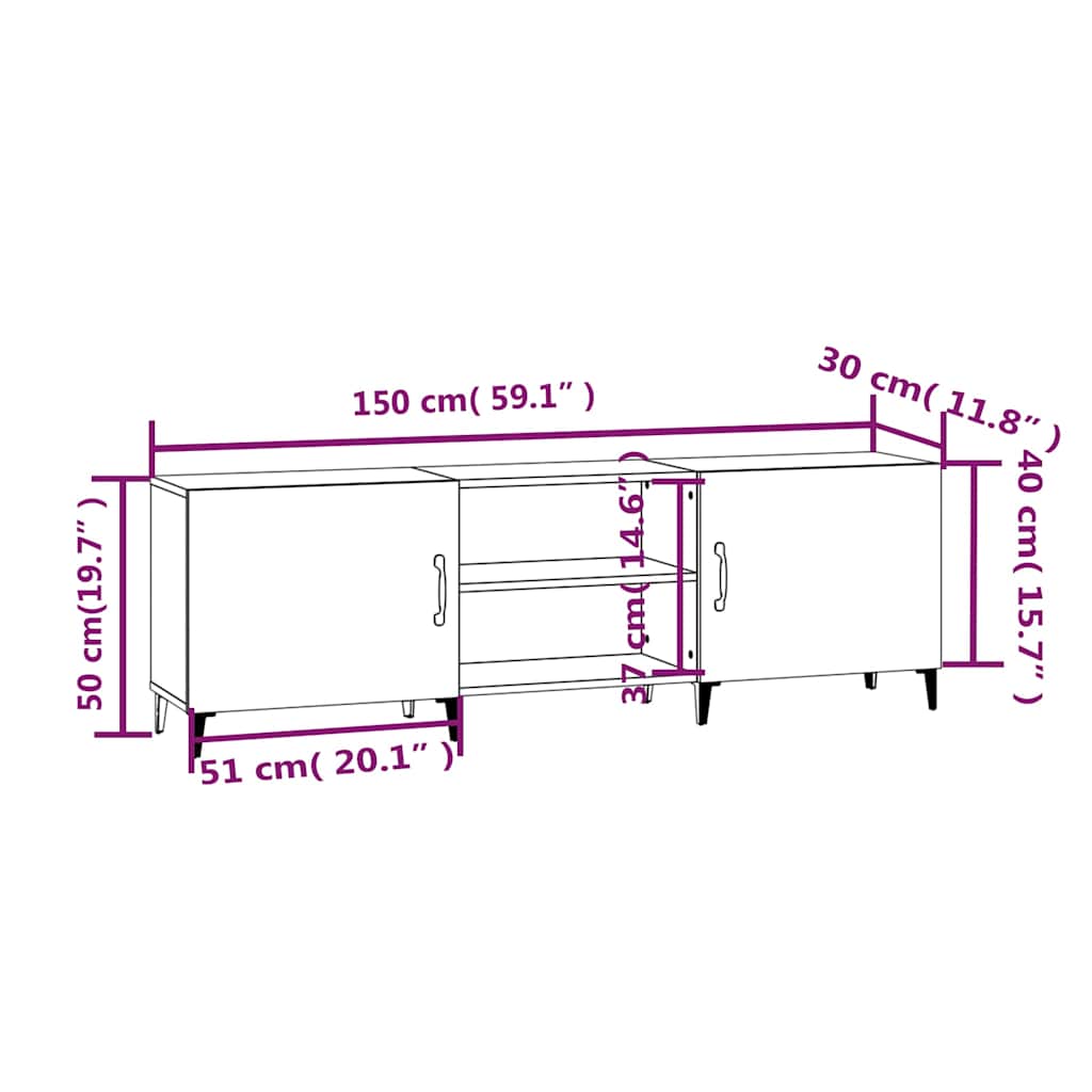 vidaXL Tv Cabinet | Concrete grey | Engineered wood | Large