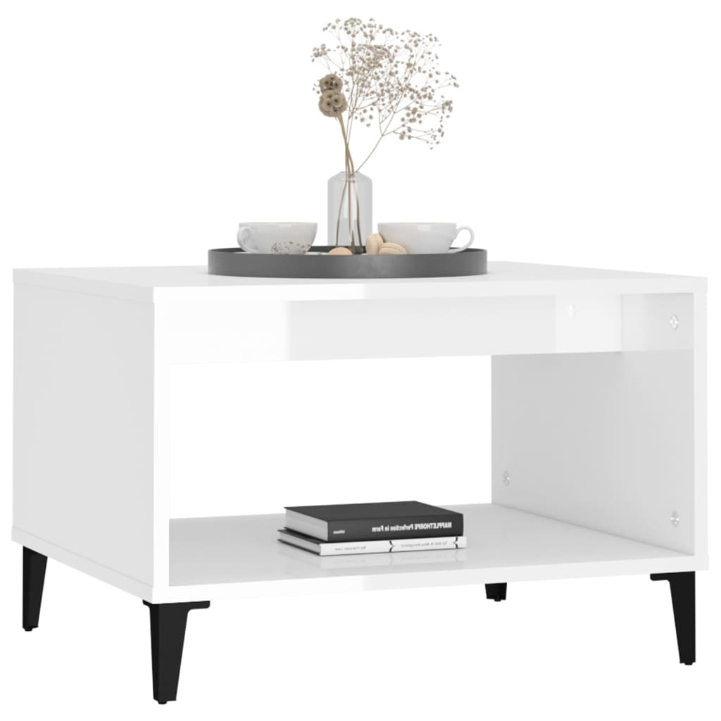 vidaXL Coffee Table High Gloss White 60x50x40 cm Engineered Wood