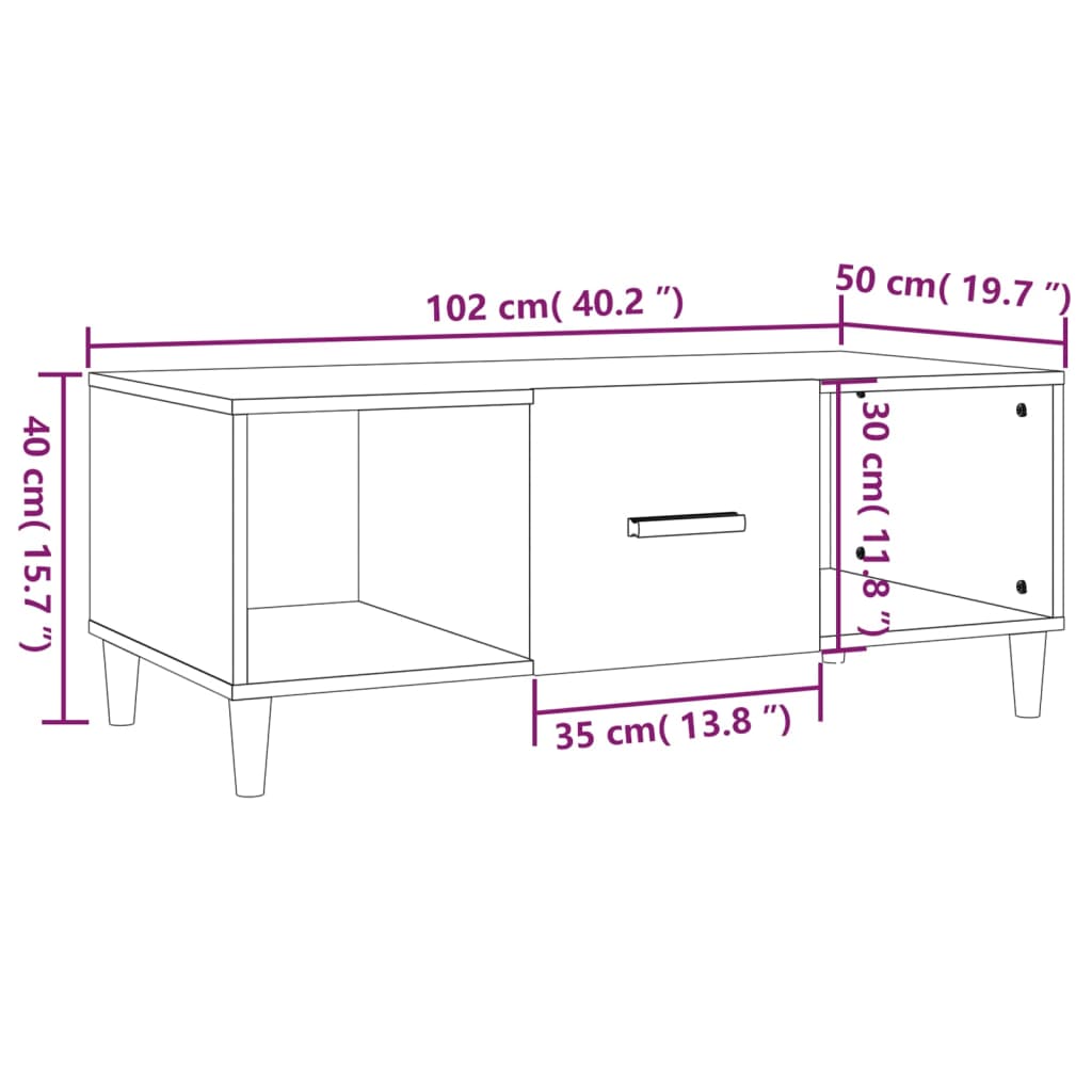 vidaXL Coffee Table Black 102x50x40 cm Engineered Wood
