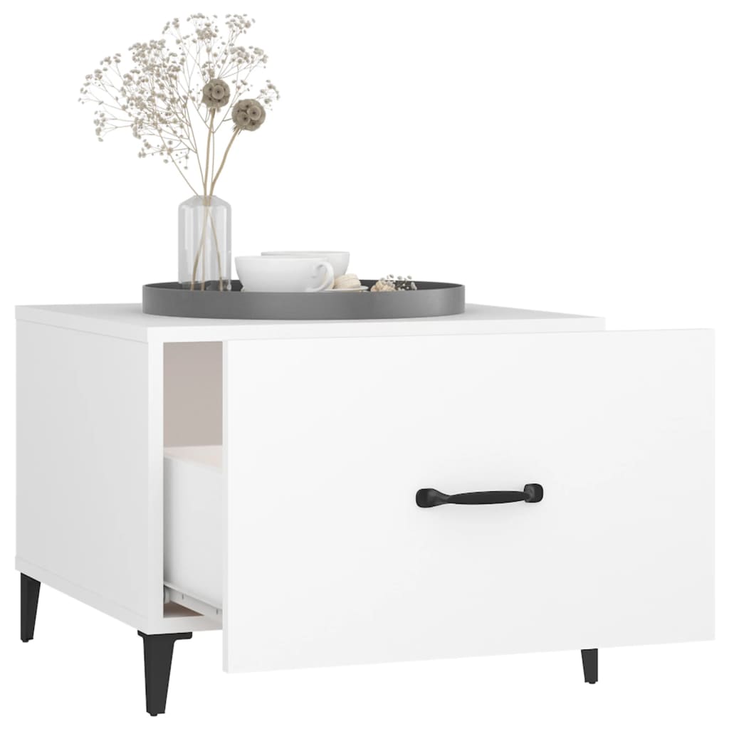 vidaXL Coffee Table with Metal Legs White 50x50x40 cm