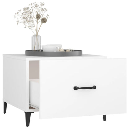 vidaXL Coffee Table with Metal Legs White 50x50x40 cm
