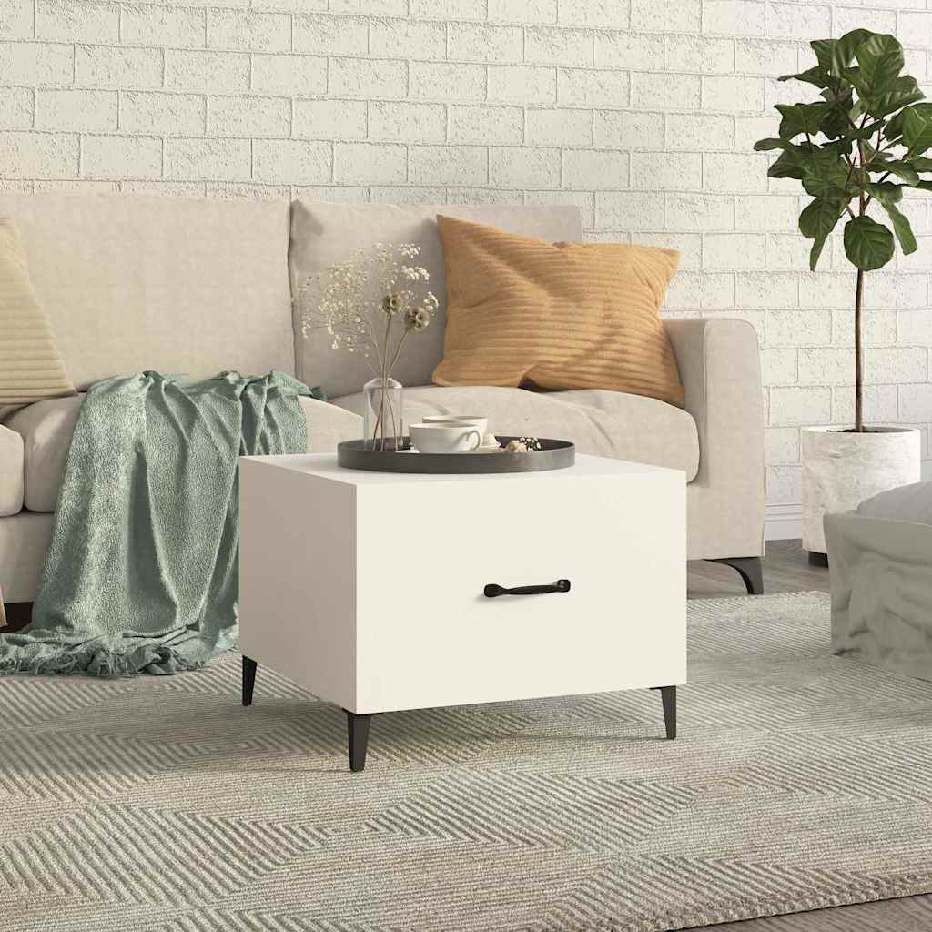 vidaXL Coffee Table with Metal Legs White 50x50x40 cm