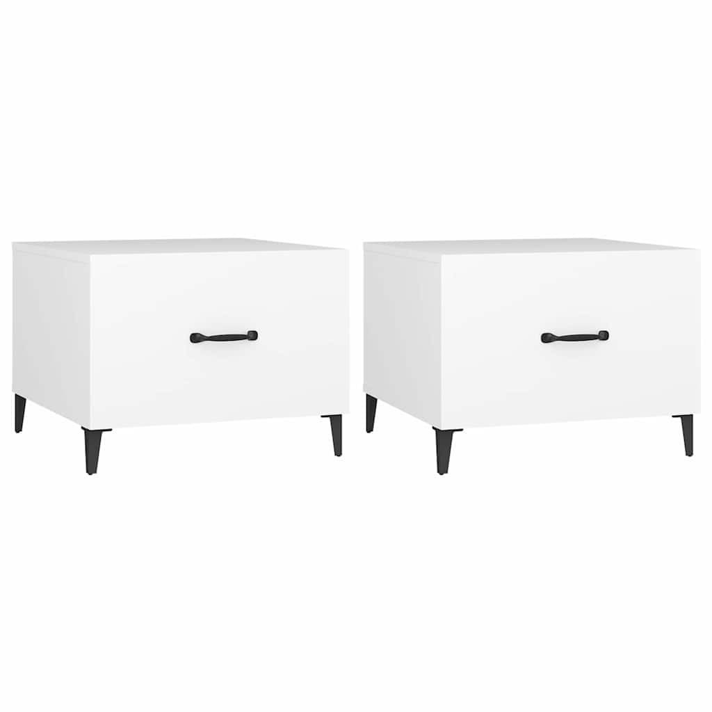 vidaXL Coffee Table with Metal Legs 2 pcs White 50x50x40 cm