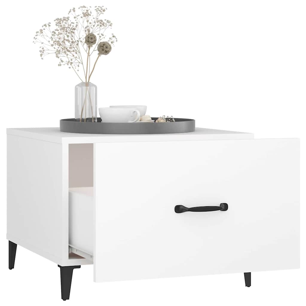 vidaXL Coffee Table with Metal Legs 2 pcs White 50x50x40 cm