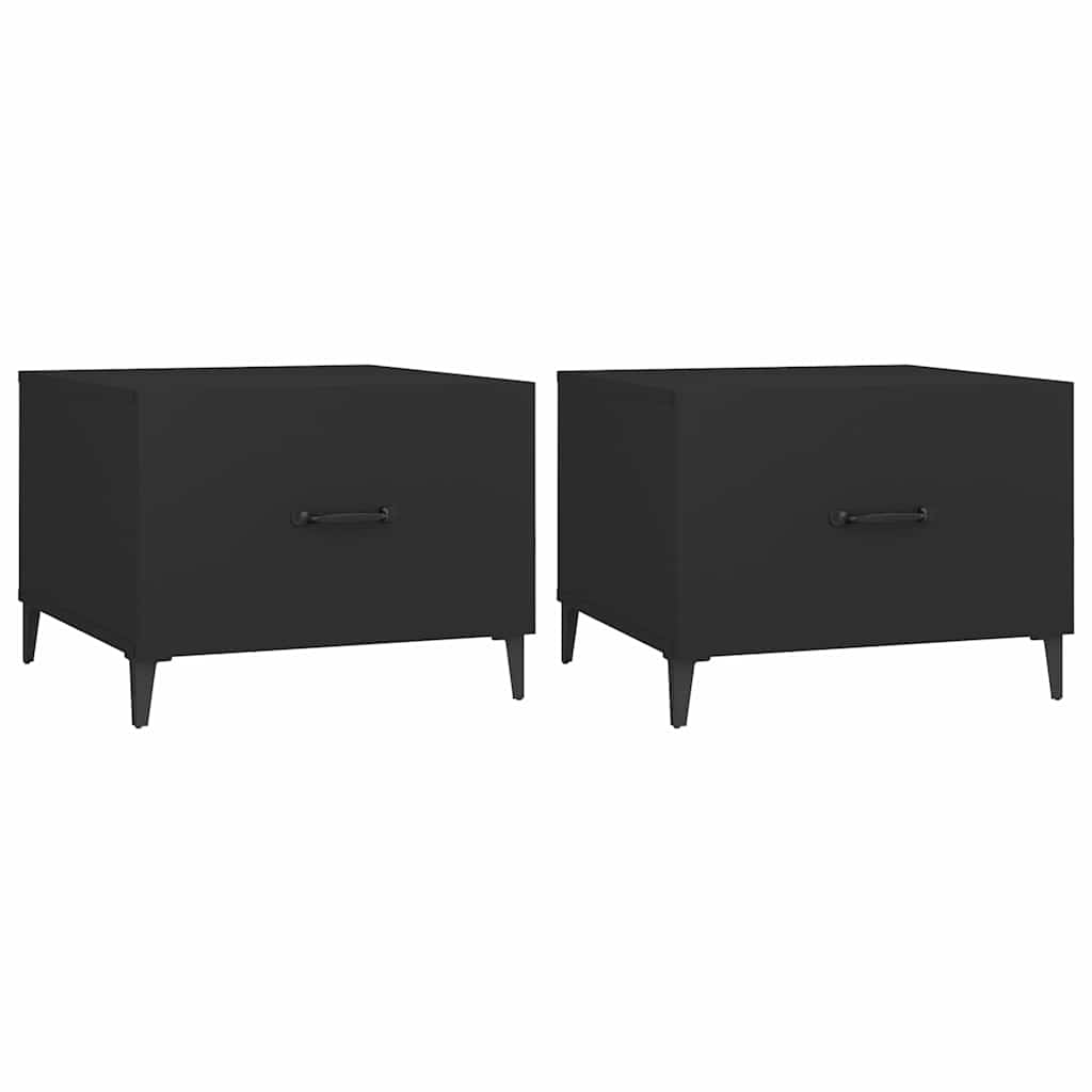 vidaXL Coffee Table with Metal Legs 2 pcs Black 50x50x40 cm