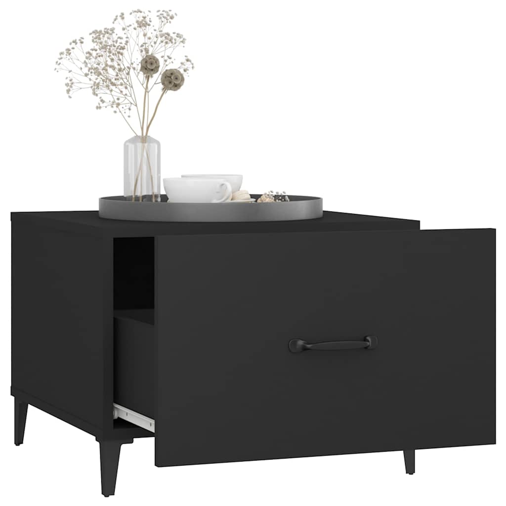 vidaXL Coffee Table with Metal Legs 2 pcs Black 50x50x40 cm