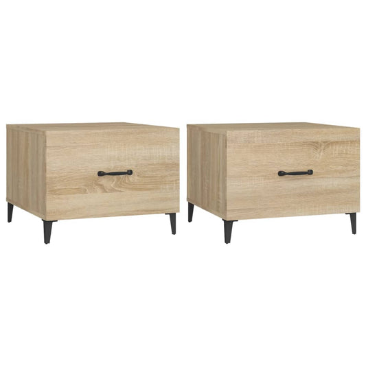 vidaXL Coffee Table with Metal Legs 2 pcs Sonoma Oak 50x50x40 cm